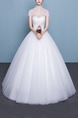 White High Neck Illusion Ball Gown Beading Dress for Wedding