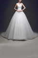 White High Neck Ball Gown Beading Embroidery Appliques Dress for Wedding