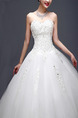 White High Neck Ball Gown Beading Embroidery Appliques Dress for Wedding