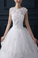 White Jewel Ball Gown Embroidery Appliques Beading Dress for Wedding