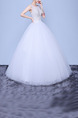 White Bateau Illusion Ball Gown Beading Dress for Wedding