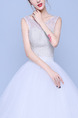 White Bateau Illusion Ball Gown Beading Dress for Wedding