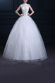 White High Neck Ball Gown Beading Embroidery Dress for Wedding