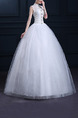 White High Neck Ball Gown Beading Embroidery Dress for Wedding