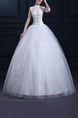 White High Neck Ball Gown Beading Embroidery Dress for Wedding