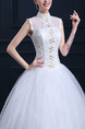 White High Neck Ball Gown Beading Embroidery Dress for Wedding