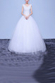 White V Neck Ball Gown Beading Embroidery Appliques Dress for Wedding