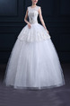 White Jewel Illusion Ball Gown Embroidery Beading Dress for Wedding
