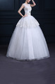 White Jewel Illusion Ball Gown Embroidery Beading Dress for Wedding