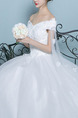 White Off Shoulder Ball Gown Beading Embroidery Dress for Wedding