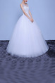 White Bateau Ball Gown Embroidery Beading Dress for Wedding