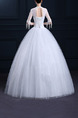 White Illusion Ball Gown Embroidery Beading Dress for Wedding