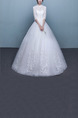 White High Neck Ball Gown Embroidery Beading Dress for Wedding