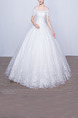 White Bateau Illusion Ball Gown Embroidery Beading Dress for Wedding