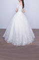White Bateau Illusion Ball Gown Embroidery Beading Dress for Wedding