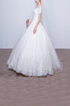 White Bateau Illusion Ball Gown Embroidery Beading Dress for Wedding