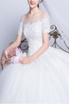 White Bateau Illusion Ball Gown Embroidery Beading Dress for Wedding