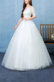 White Off Shoulder Ball Gown Embroidery Appliques Beading Dress for Wedding