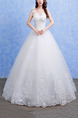 White V Neck Ball Gown Beading Embroidery Appliques Dress for Wedding