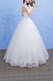 White V Neck Ball Gown Beading Embroidery Appliques Dress for Wedding