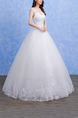 White V Neck Ball Gown Beading Embroidery Appliques Dress for Wedding