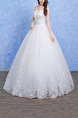 White V Neck Ball Gown Beading Embroidery Appliques Dress for Wedding