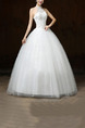 White Halter Illusion Ball Gown Beading Embroidery Dress for Wedding