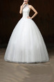 White Halter Illusion Ball Gown Beading Embroidery Dress for Wedding