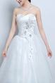 White Sweetheart Ball Gown Beading Embroidery Appliques Dress for Wedding