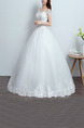 White Bateau Ball Gown Beading Embroidery Dress for Wedding