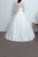 White Bateau Ball Gown Beading Embroidery Dress for Wedding