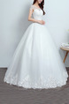 White Bateau Ball Gown Beading Embroidery Dress for Wedding