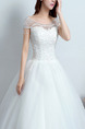 White Bateau Ball Gown Beading Embroidery Dress for Wedding