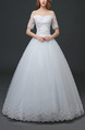 White Off Shoulder Ball Gown Embroidery Beading Dress for Wedding