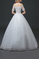 White Off Shoulder Ball Gown Embroidery Beading Dress for Wedding