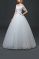 White Off Shoulder Ball Gown Embroidery Beading Dress for Wedding