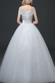 White Off Shoulder Ball Gown Sash Dress for Wedding