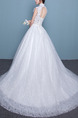White High Neck Ball Gown Embroidery Dress for Wedding