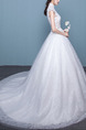 White High Neck Ball Gown Embroidery Dress for Wedding