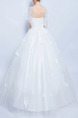 White Bateau Illusion Ball Gown Embroidery Appliques Beading Dress for Wedding