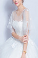 White Bateau Illusion Ball Gown Embroidery Appliques Beading Dress for Wedding