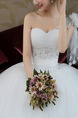 White Sweetheart One Shoulder Ball Gown Appliques Beading Embroidery Dress for Wedding