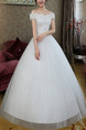 White Off Shoulder Ball Gown Embroidery Beading Dress for Wedding