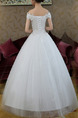 White Off Shoulder Ball Gown Embroidery Beading Dress for Wedding