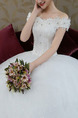 White Off Shoulder Ball Gown Embroidery Beading Dress for Wedding