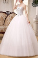 White Sweetheart One Shoulder Ball Gown Beading Embroidery Appliques Dress for Wedding