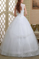 White High Neck Ball Gown Beading Embroidery Dress for Wedding