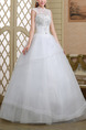 White High Neck Ball Gown Beading Embroidery Dress for Wedding