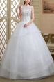 White High Neck Ball Gown Beading Embroidery Dress for Wedding