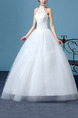 White Halter Ball Gown Embroidery Beading Appliques Dress for Wedding